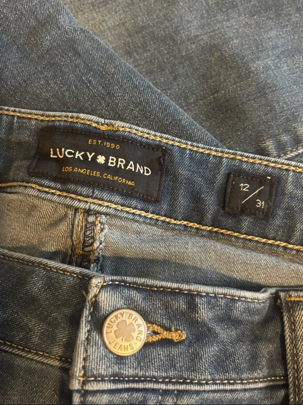 Lucky Brand Light Blue Denim Jeans with Leather Patch